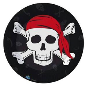 Pack 8 pratos ecológicos de cartão - Caveira Pirata