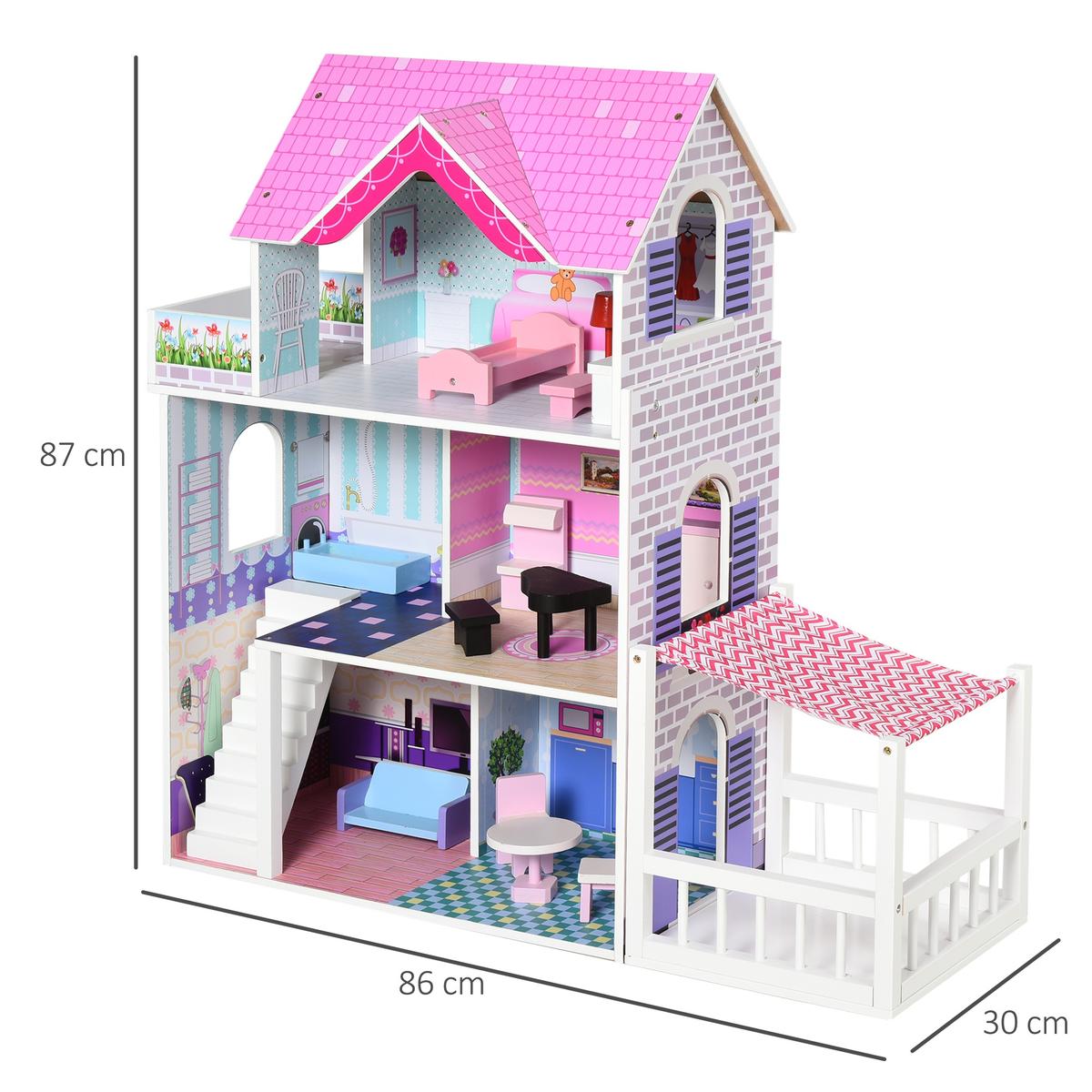 Homcom - Casa de bonecas 3 andares | YM casa de bonecas | Loja de  brinquedos e videojogos Online Toysrus
