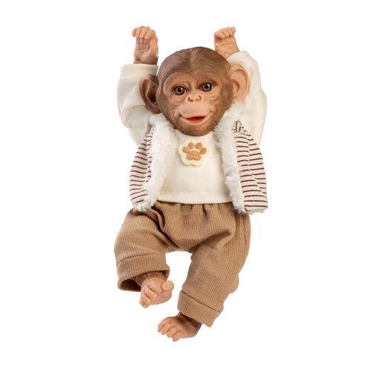 Boneco Macaco Reborn Colete Listrado 32 cm