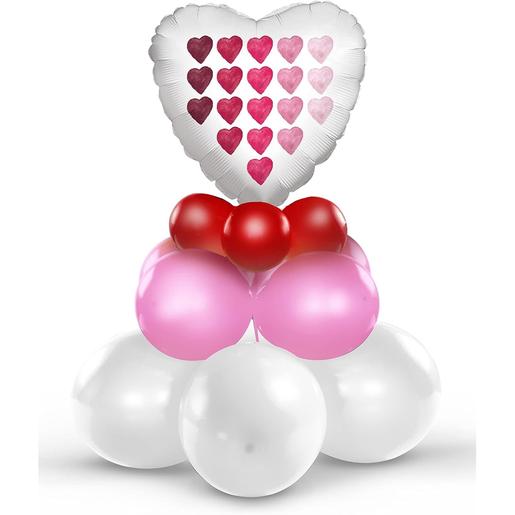 Kit de decoração e inflação Coração Branco Amor (12 balões de látex, 1  balão foil mylar 45 cm) para composição de 75 cm de altura ㅤ | Acessórios  de festa sem licença