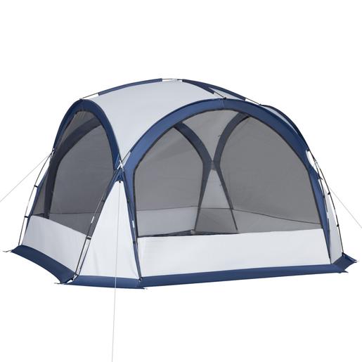 Outsunny - Tenda de campismo com mosquiteiras 350x350x230 cm Branco e Azul