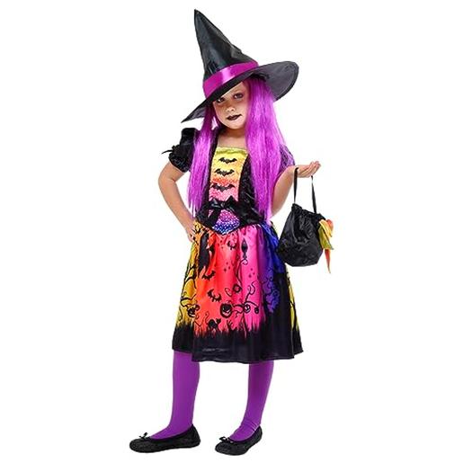 Fantasia de bruxa com vestido impresso, chapéu e bolsa para festas e  carnaval ㅤ | Halloween disfarce criança | Loja de brinquedos e videojogos  Online Toysrus