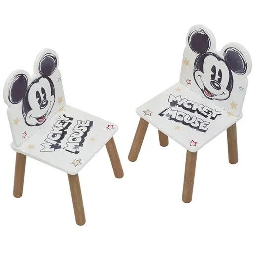 Disney - Mickey Mouse - Conjunto de Mesa Quadrada e Duas Cadeiras de Madeira Mickey Clássico ㅤ