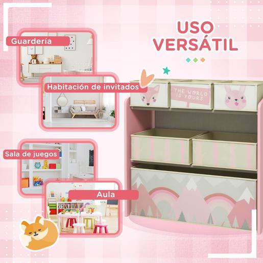 Homcom - Estante para brinquedos Rosa