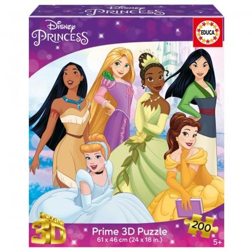 Educa Borras - Princesas Disney - Puzzle de 200 peças com efeito 3D ㅤ