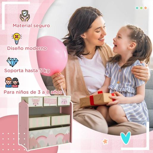 Homcom - Estante para brinquedos Rosa