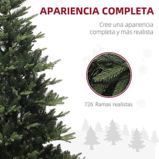 Homcom - Árvore de Natal 726 ramos com 350 luzes - Ø114x180 cm